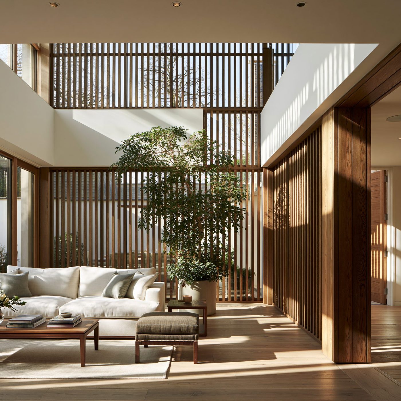Timber slat living screen
